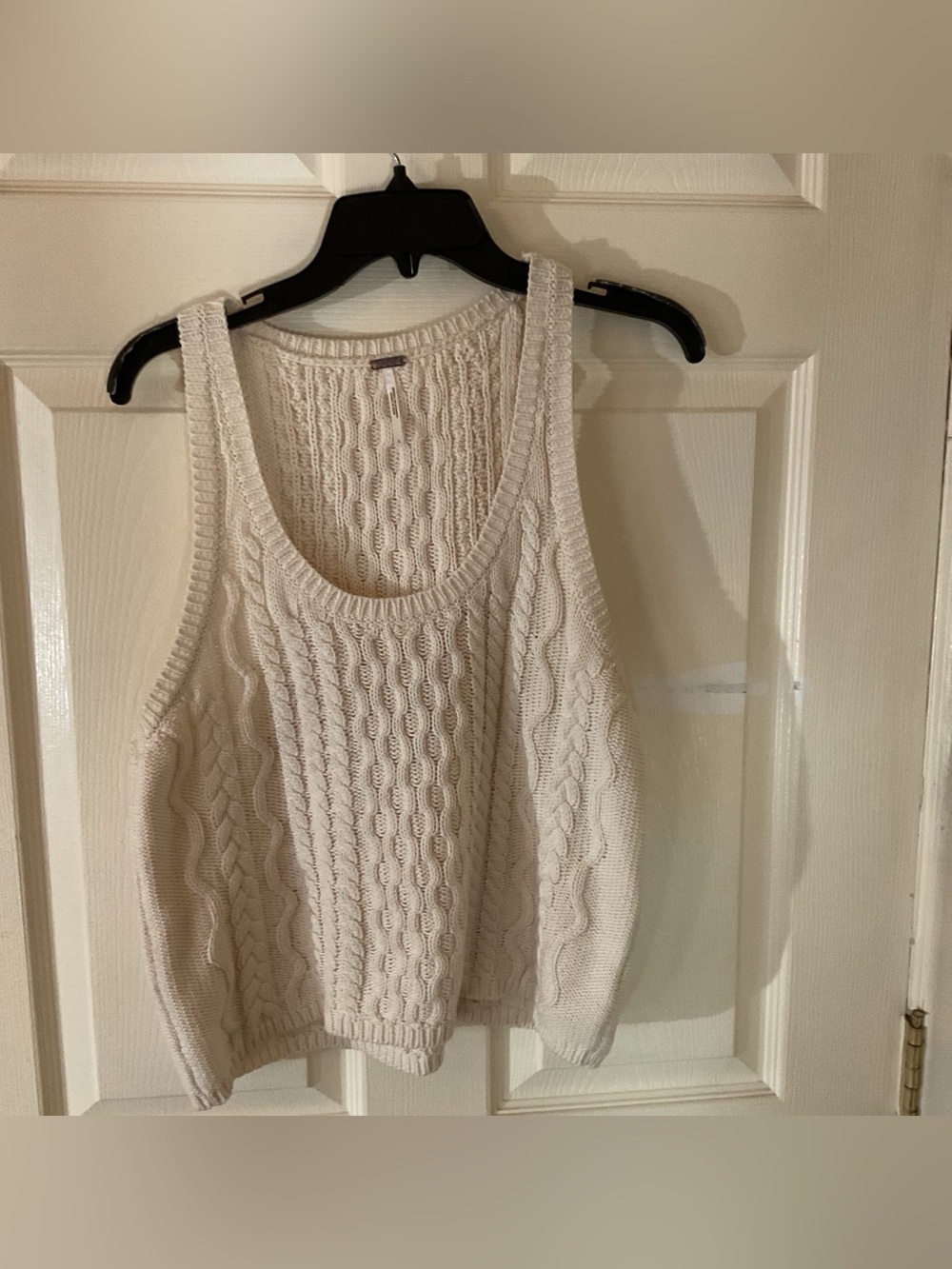 Free People Cable Knit Cream Sweater Tank size large